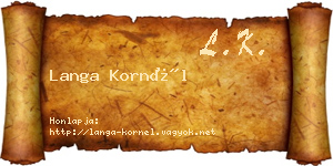Langa Kornél névjegykártya